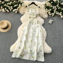 LE4219 Ins Vacation Wear With Women'S Superior Waist Waist Short Halter Top High Waist Slimming Embroidery Skirt Two-Piece Set