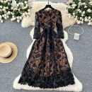 LW0537 High-End Elegant Women'S Dress 2025 New Heavy Industry Hollowed-Out Hook Lace Waist Elegant Women'S Dresses