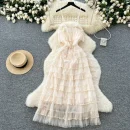 LW0600 Holiday Wind Niche Dress Women 2025 Spring Dress High-Waisted Cake Halter Fairy Backless Dress for the Beach