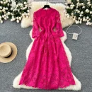 LW0537 High-End Elegant Women'S Dress 2025 New Heavy Industry Hollowed-Out Hook Lace Waist Elegant Women'S Dresses
