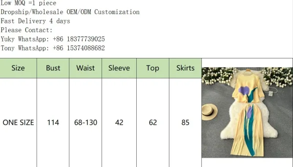 LE4227 Senior Sense Set Women'S Design Sense Tulip Print Heavy Pleated Blouse Fashion All Matching Skirt Two-Piece Set - Image 6