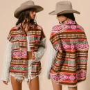Women's New Explosive Models Knitted Sleeve Splicing Tweed Jacket AZTEC Ethnic Wind Loose Jacket