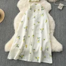 LE4219 Ins Vacation Wear With Women'S Superior Waist Waist Short Halter Top High Waist Slimming Embroidery Skirt Two-Piece Set