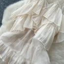 LW0600 Holiday Wind Niche Dress Women 2025 Spring Dress High-Waisted Cake Halter Fairy Backless Dress for the Beach